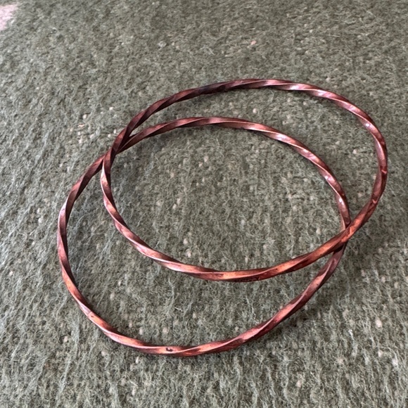 A. Begay Jewelry - Signed Twisted Copper Bracelets